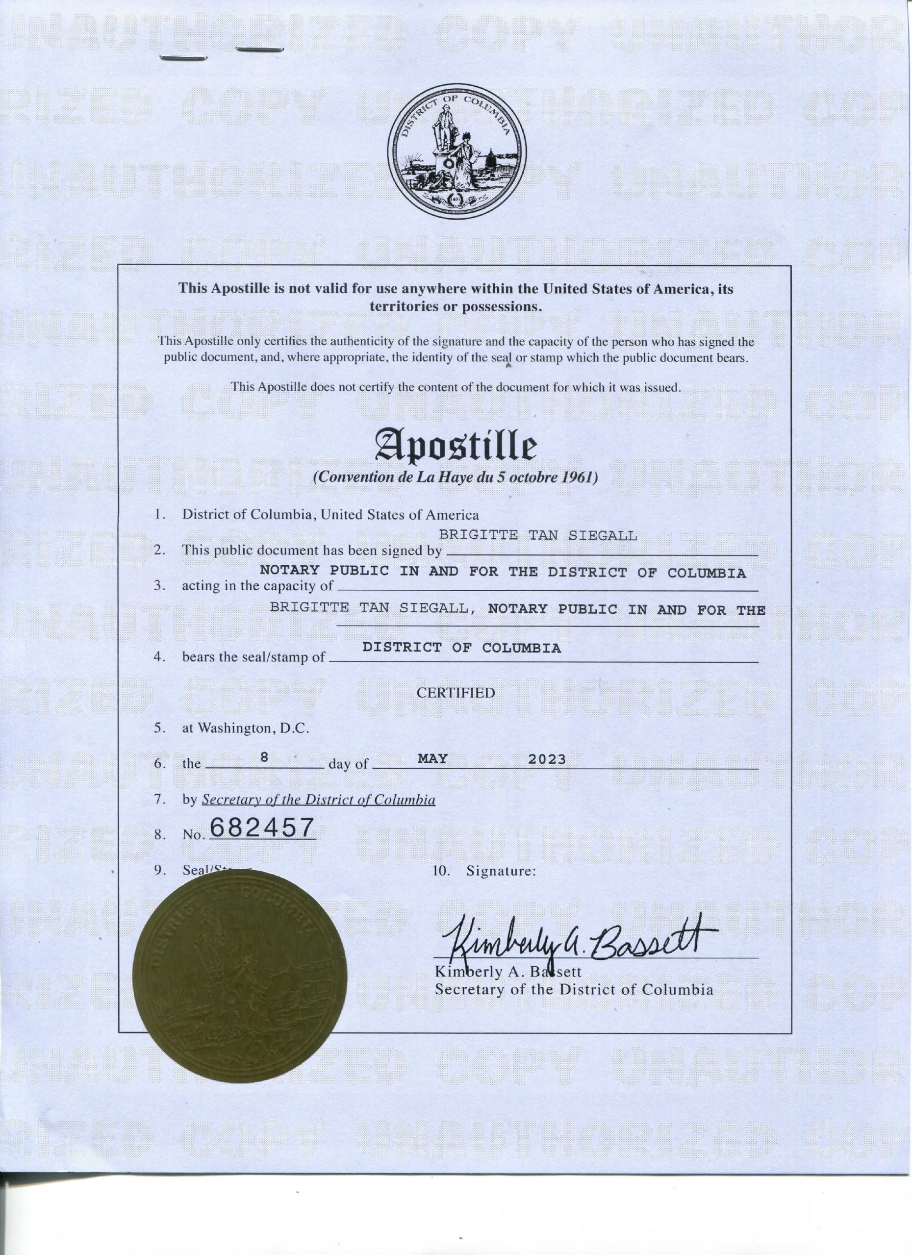 Ejemplo de apostilla Meridian